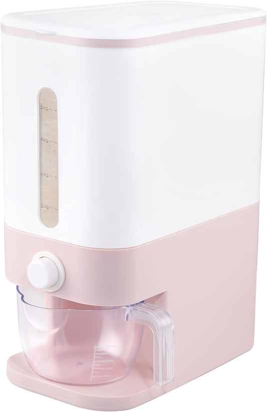 25 Lbs Pink Rice Dispenser, Plastic Food Storage Container